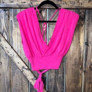 Express Hot Pink Sleeveless Wrap Camisole